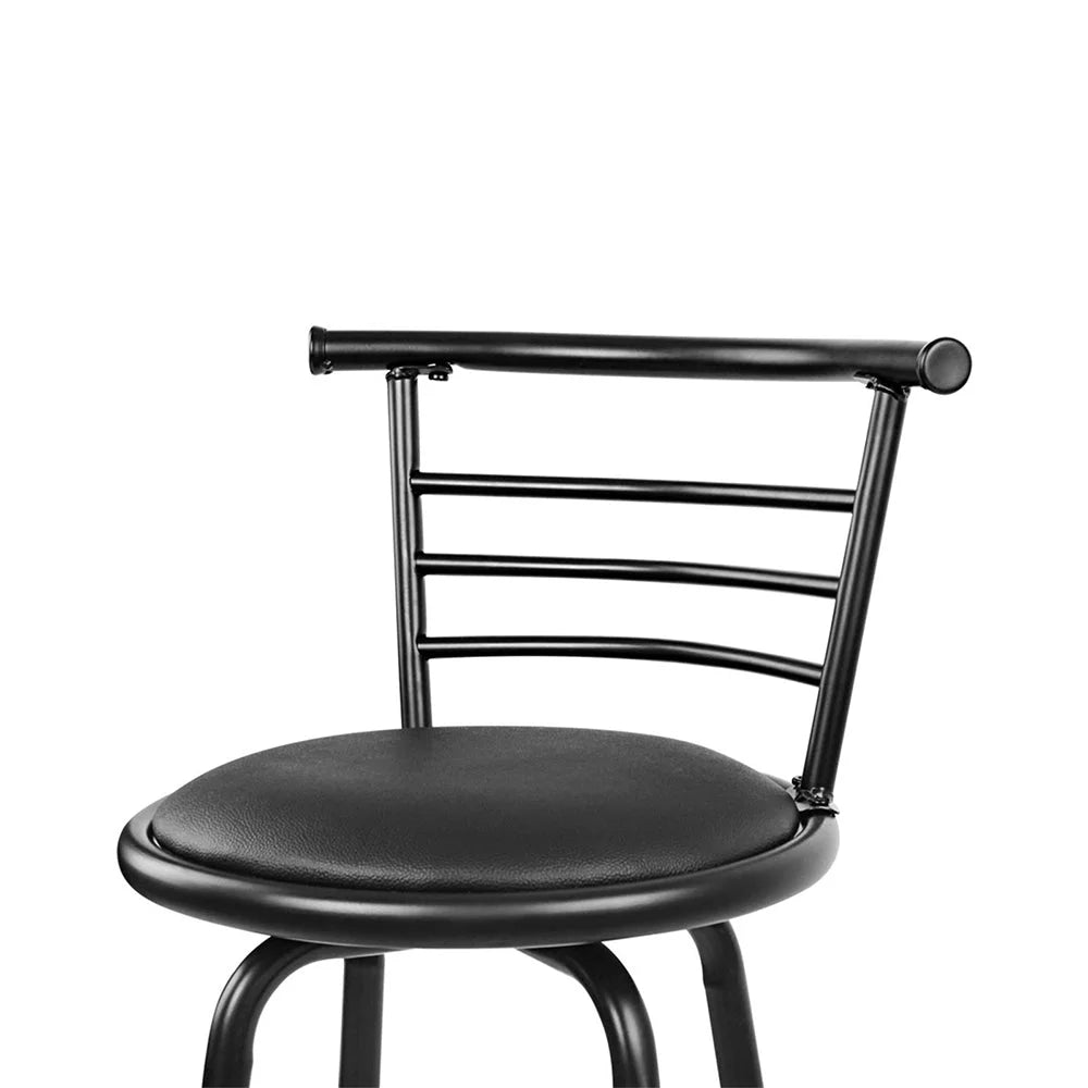 Bar Stools Set of 2 PU Leather - Black and Steel - Bar
