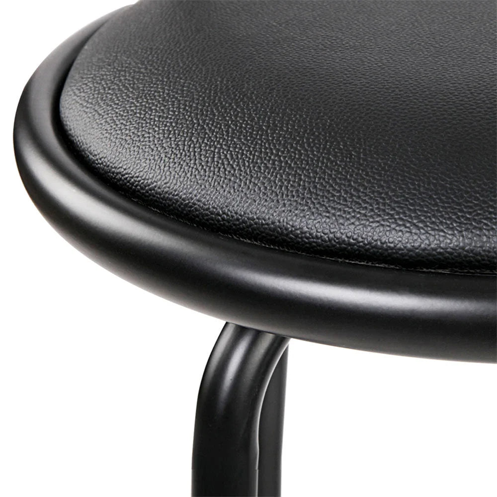 Bar Stools Set of 2 PU Leather - Black and Steel - Bar