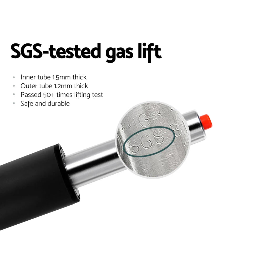 Bar Stools Set of 2 PU Leather Gas Lift - Black