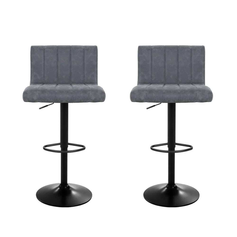 Bar Stools Set of 2 PU Leather Line Style