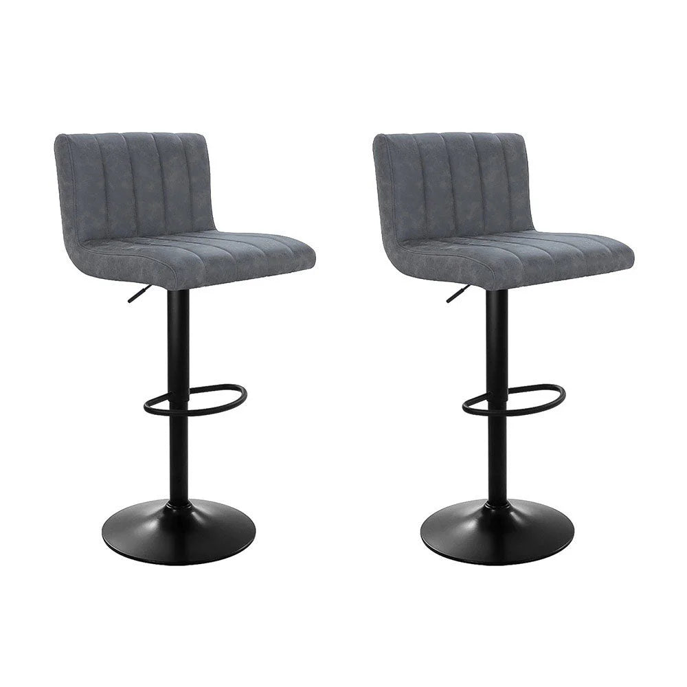 Bar Stools Set of 2 PU Leather Line