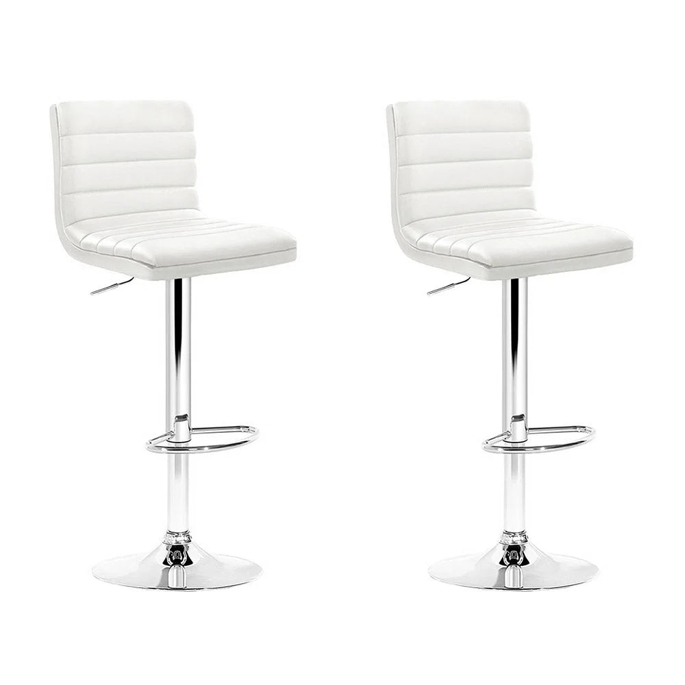 White leather 2 bar stool with stools PU padded line