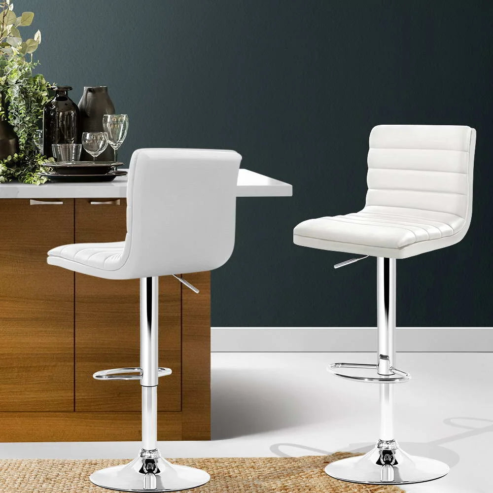 Bar Stools Set of 2 PU Leather Padded Line