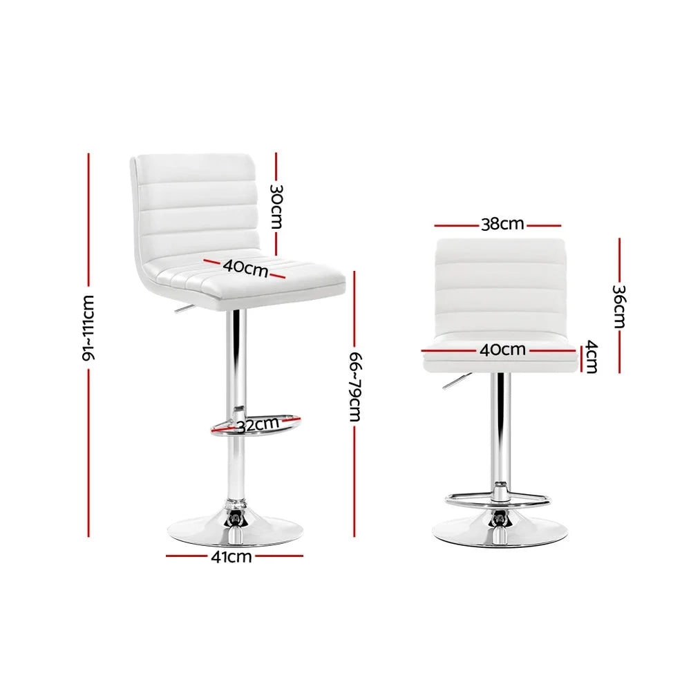 White leather 2 bar stool for kitchen counter seating