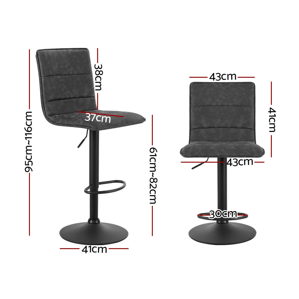 Bar Stools Set of 2 PU Leather Smooth