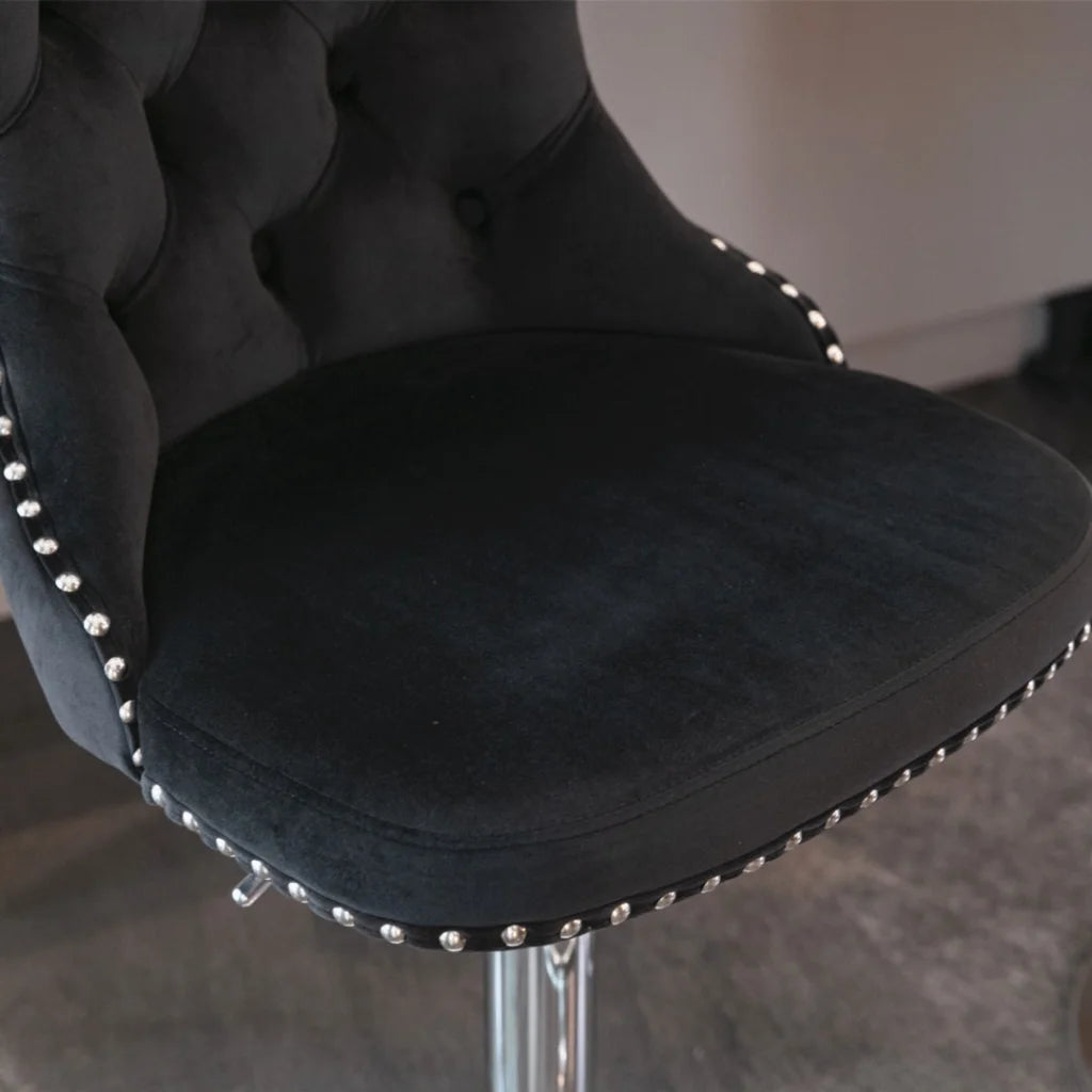 Bar Stools Set of 2 Velvet Stud Adjustable Swivel