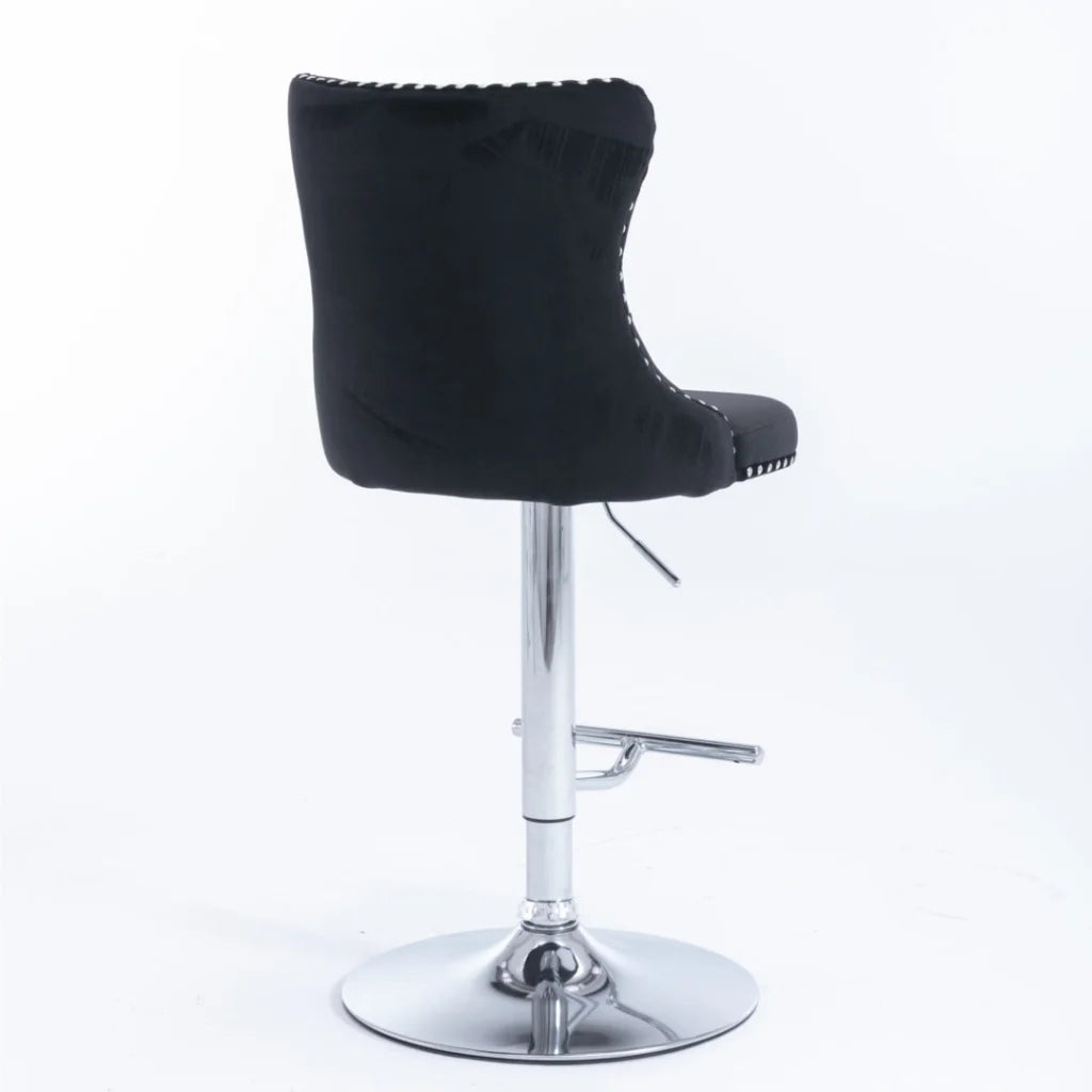 Bar Stools Set of 2 Velvet Stud Adjustable Swivel