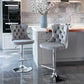 Bar Stools Set of 2 Velvet Stud Adjustable Swivel