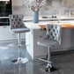 Bar Stools Set of 2 Velvet Stud Adjustable Swivel