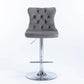 Bar Stools Set of 2 Velvet Stud Adjustable Swivel