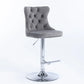 Bar Stools Set of 2 Velvet Stud Adjustable Swivel