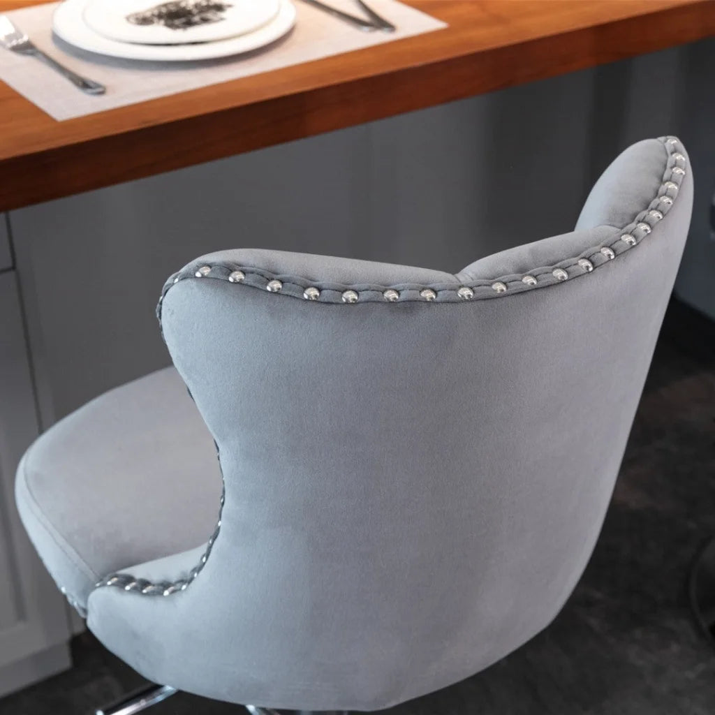 Bar Stools Set of 2 Velvet Stud Adjustable Swivel