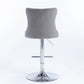 Bar Stools Set of 2 Velvet Stud Adjustable Swivel