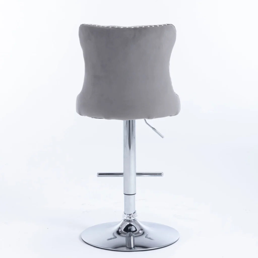 Bar Stools Set of 2 Velvet Stud Adjustable Swivel