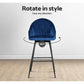 Bar Stools Set of 2 Velvet Swivel Metal Legs - Blue