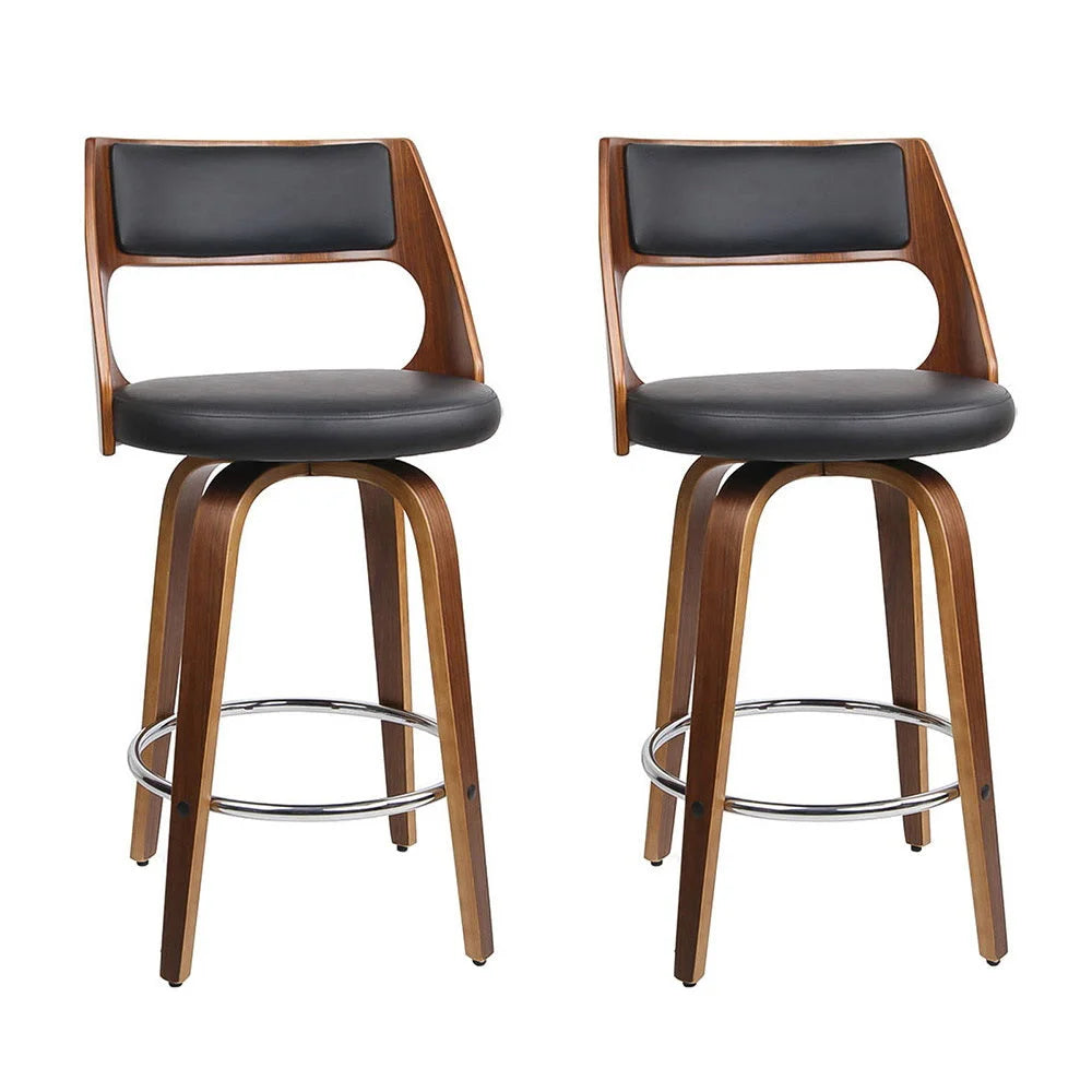 Bar Stools Set of 2 Wooden - Black - Bar Stools & Chairs