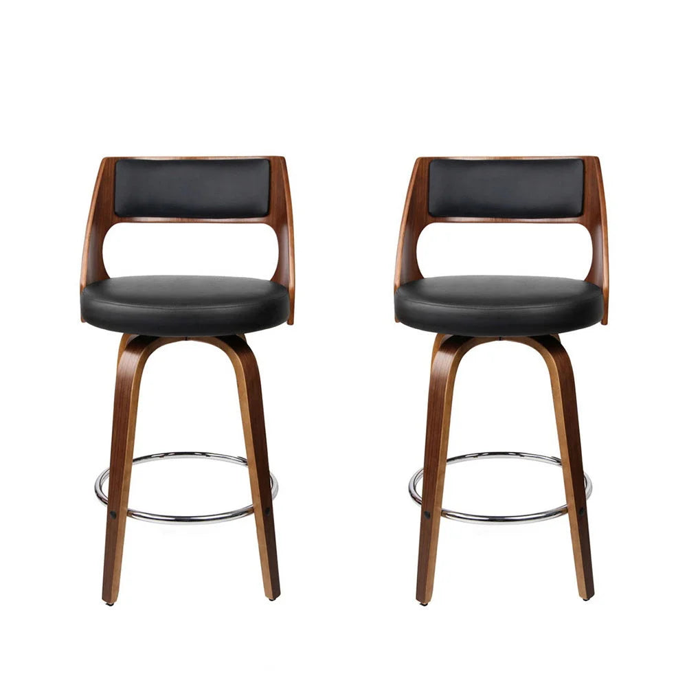 Bar Stools Set of 2 Wooden - Black - Bar Stools & Chairs