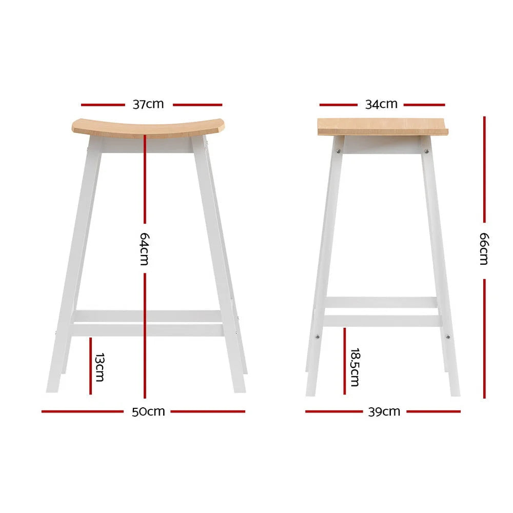 Bar Stools Set of 2 Wooden Chairs - Oak