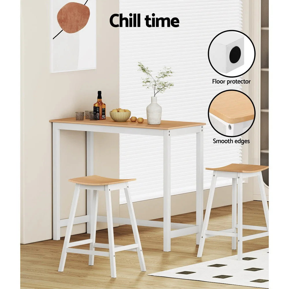 Bar Stools Set of 2 Wooden Chairs - Oak