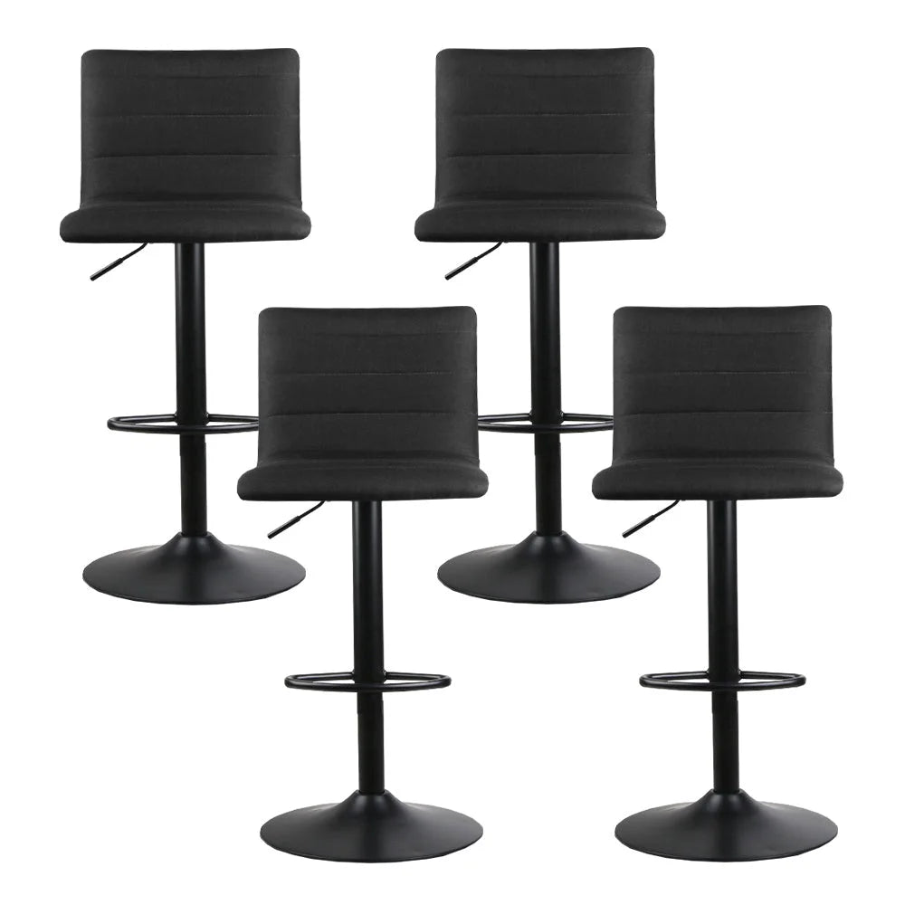Bar Stools Set of 4 Faux Linen - Black - Bar Stools & Chairs