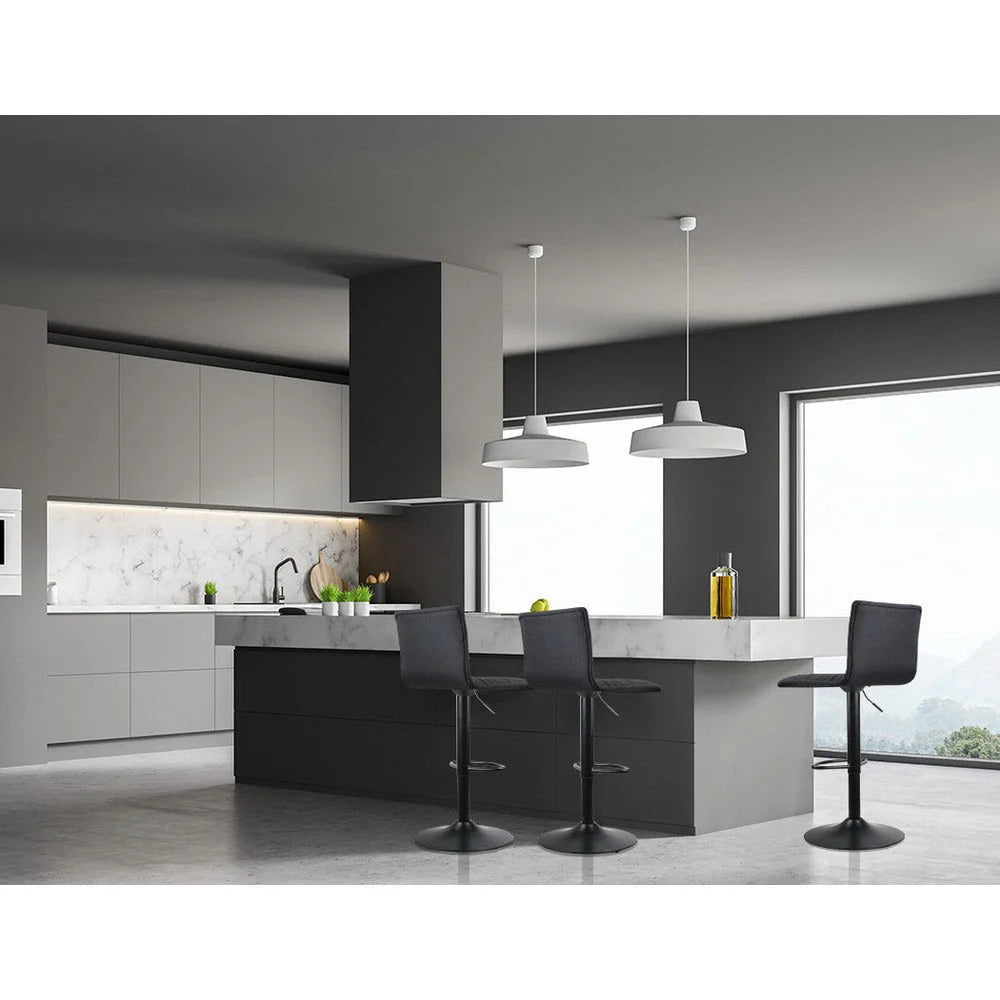 Bar Stools Set of 4 Faux Linen - Black - Bar Stools & Chairs