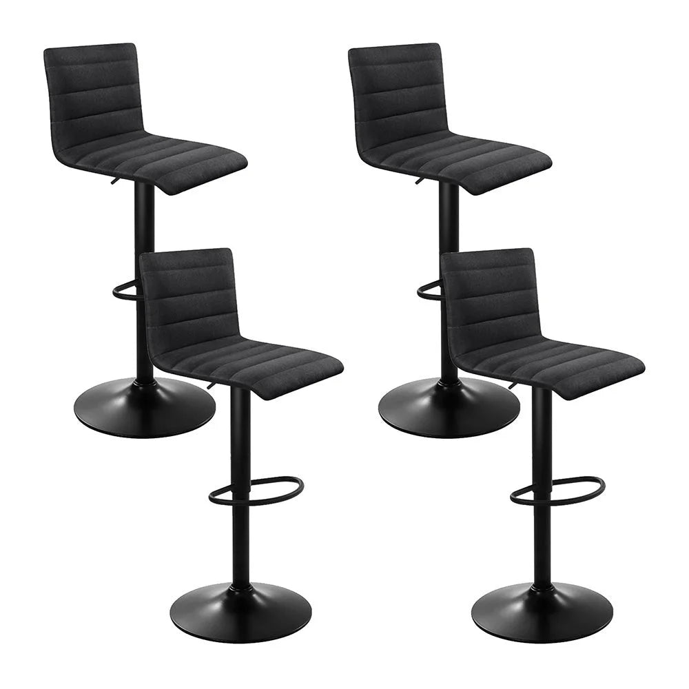 Bar Stools Set of 4 Faux Linen - Black - Bar Stools & Chairs