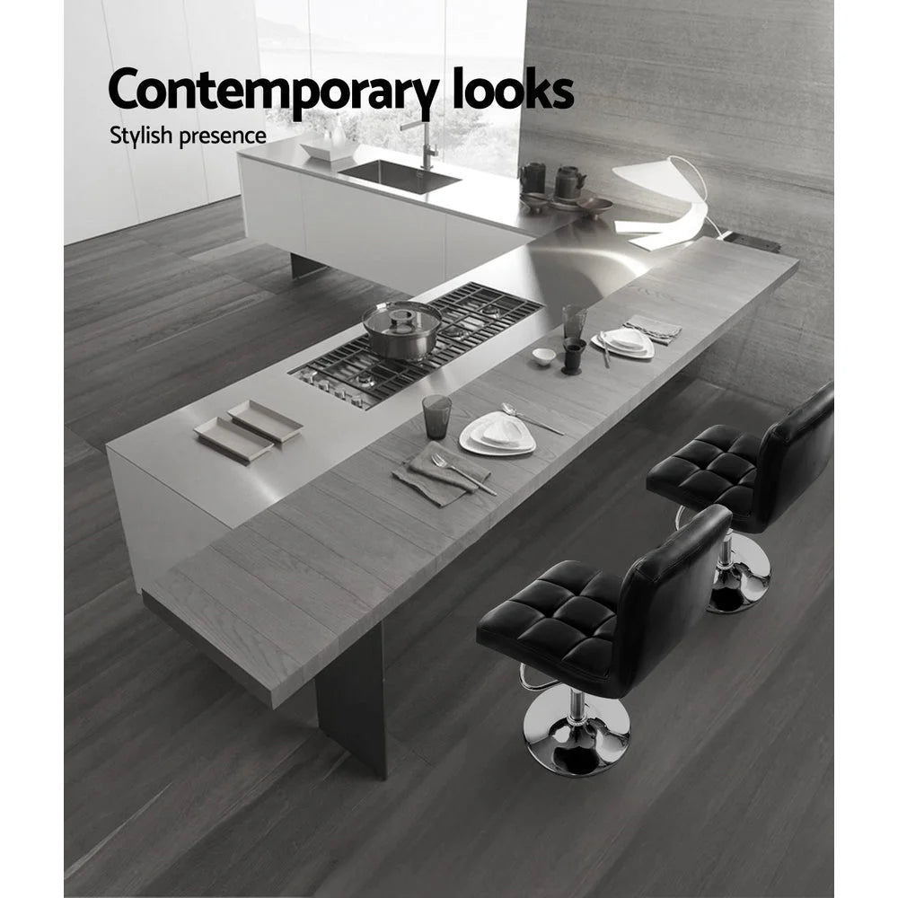 Bar Stools Set of 4 Gas Lift Swivel - Steel and Black - Bar