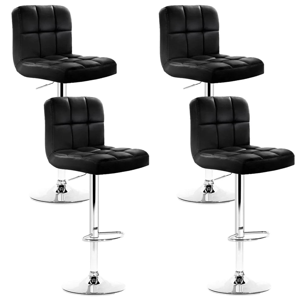 Bar Stools Set of 4 Gas Lift Swivel - Steel and Black - Bar