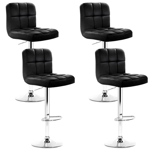 Bar Stools Set of 4 Gas Lift Swivel - Steel and Black - Bar