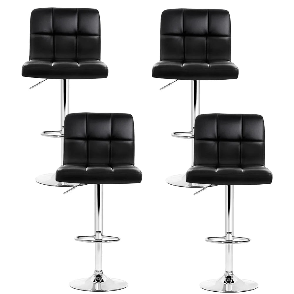 Bar Stools Set of 4 Gas Lift Swivel - Steel and Black - Bar