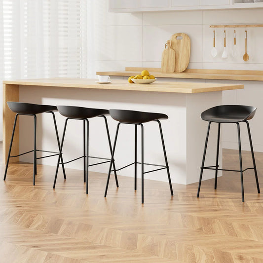 Bar Stools Set of 4 Metal - Black - Bar Stools & Chairs