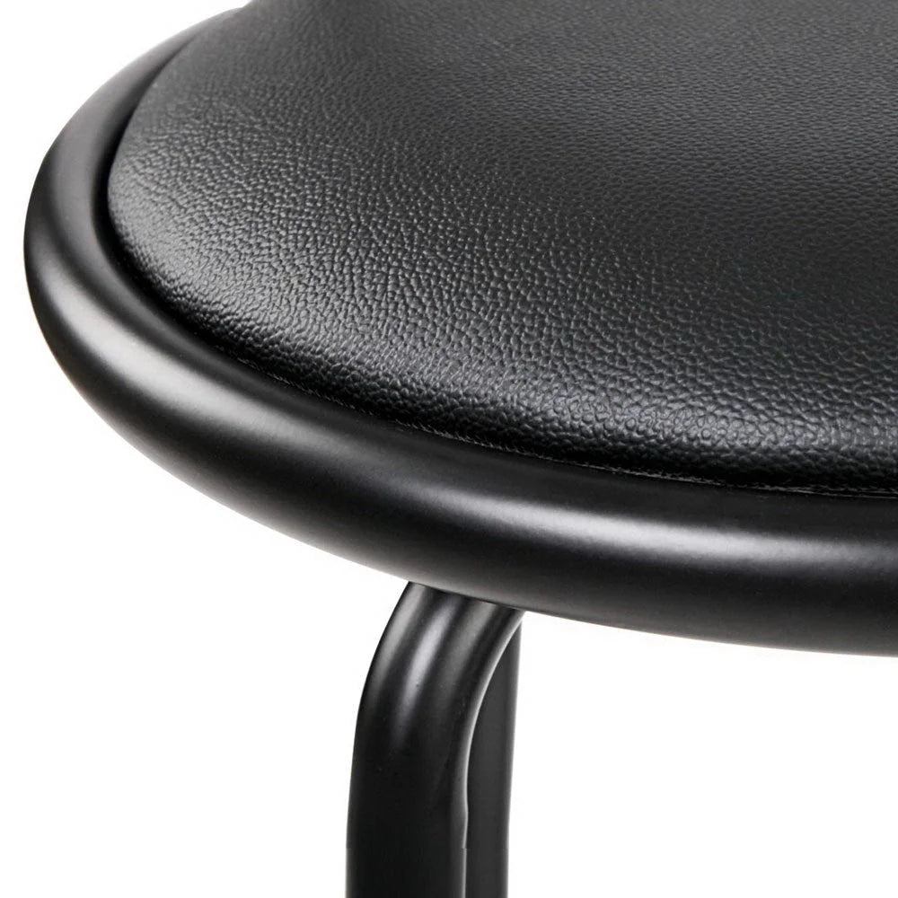 Bar Stools Set of 4 PU Leather - Black and Steel - Bar