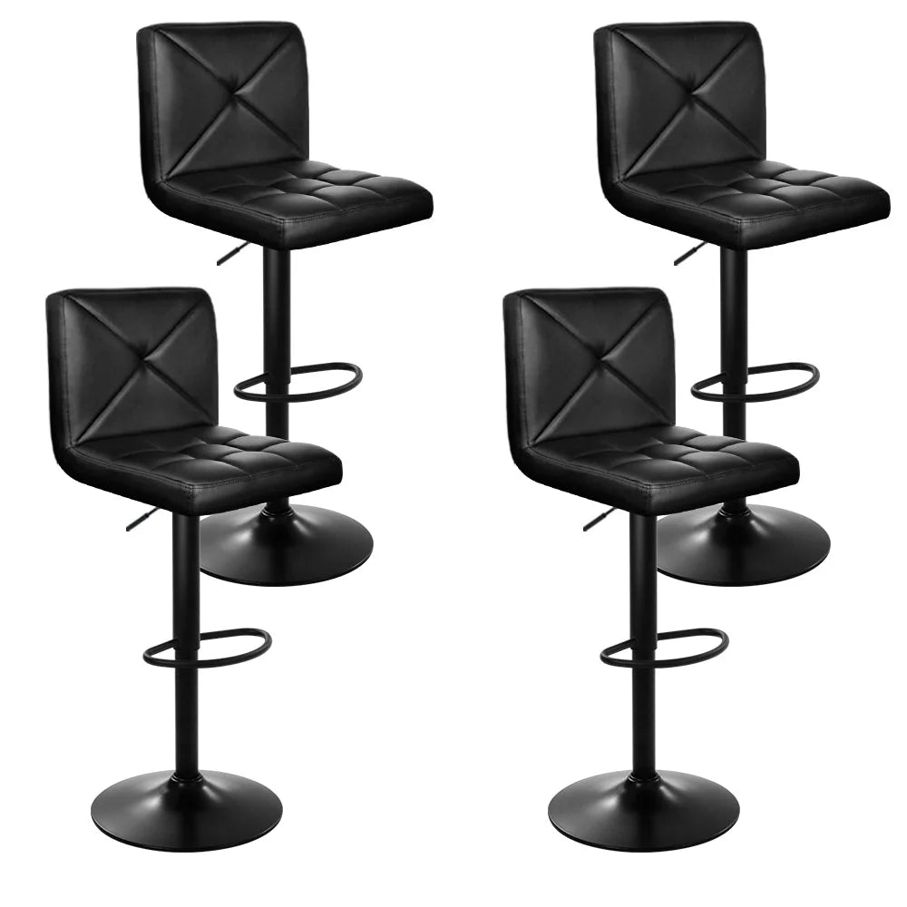 Bar Stools Set of 4 PU Leather Chrome
