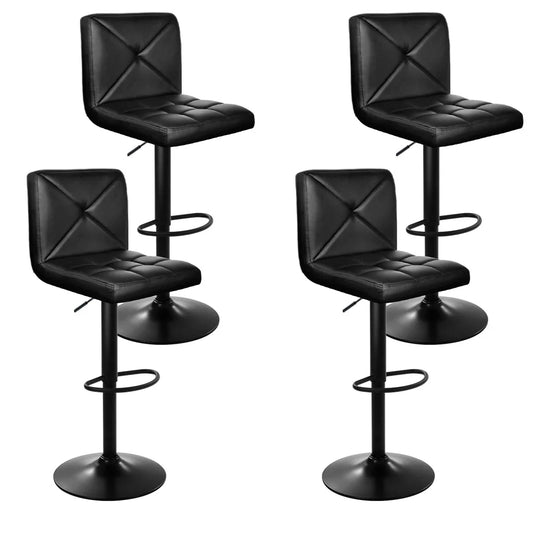 Bar Stools Set of 4 PU Leather Chrome Kitchen Cafe Bar