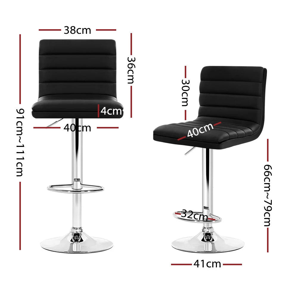 Bar Stools Set of 4 PU Leather Lined Pattern