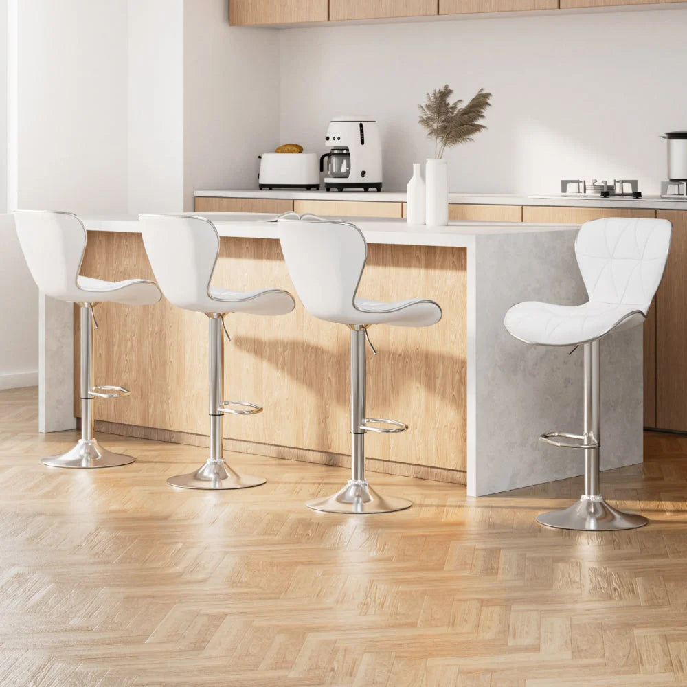Bar Stools Set of 4 RUBY Kitchen Swivel Bar Stool PU