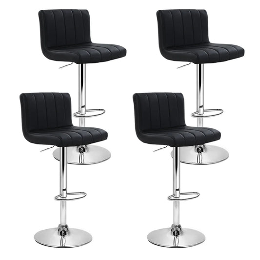 Bar Stools Set of PU Leather Kitchen Chair Black Lana Gas