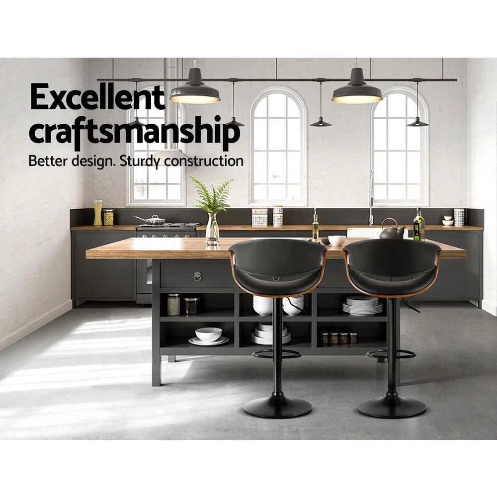 Bar Stools Swivel Chair Kitchen Gas Lift Wooden Leather