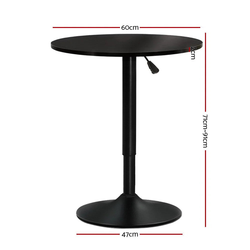 Bar Table Adjustable Gas Lift Wood/Metal Black - Dining