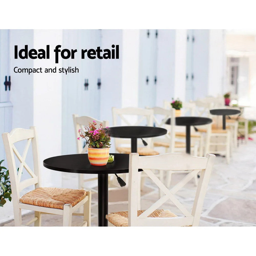 Bar Table Adjustable Gas Lift Wood/Metal Black - Dining