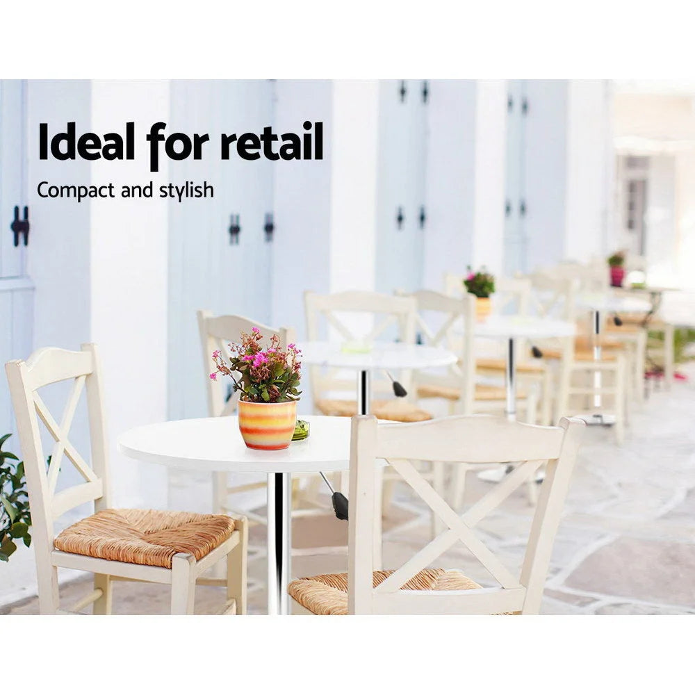 Bar Table Adjustable Gas Lift Wood/Metal White & Chrome