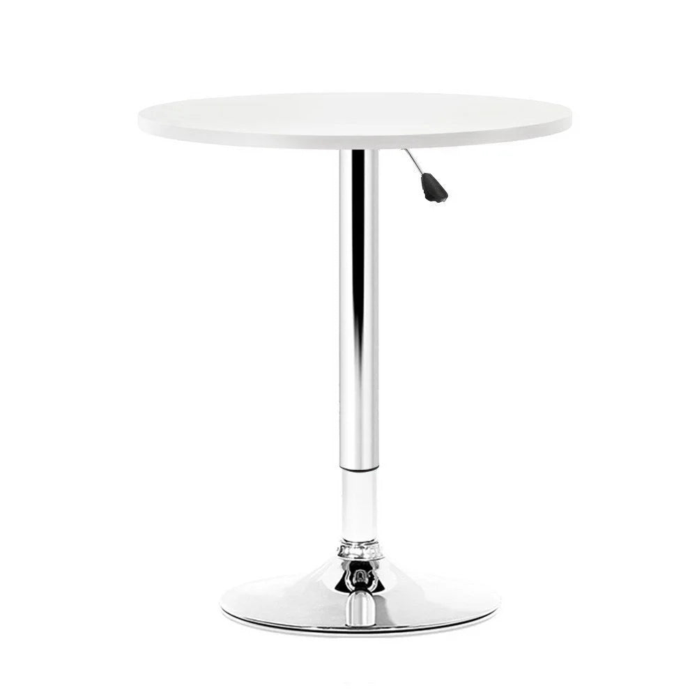 Bar Table Adjustable Gas Lift Wood/Metal White & Chrome