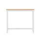 White wood 108cm bar table set with high table and padded stool seats