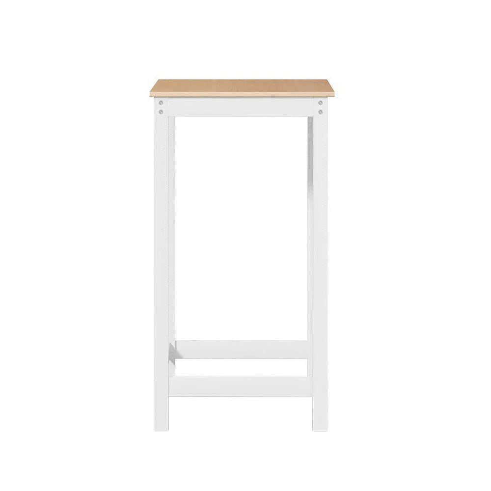 White wood 108cm bar table set with tall table and two stools