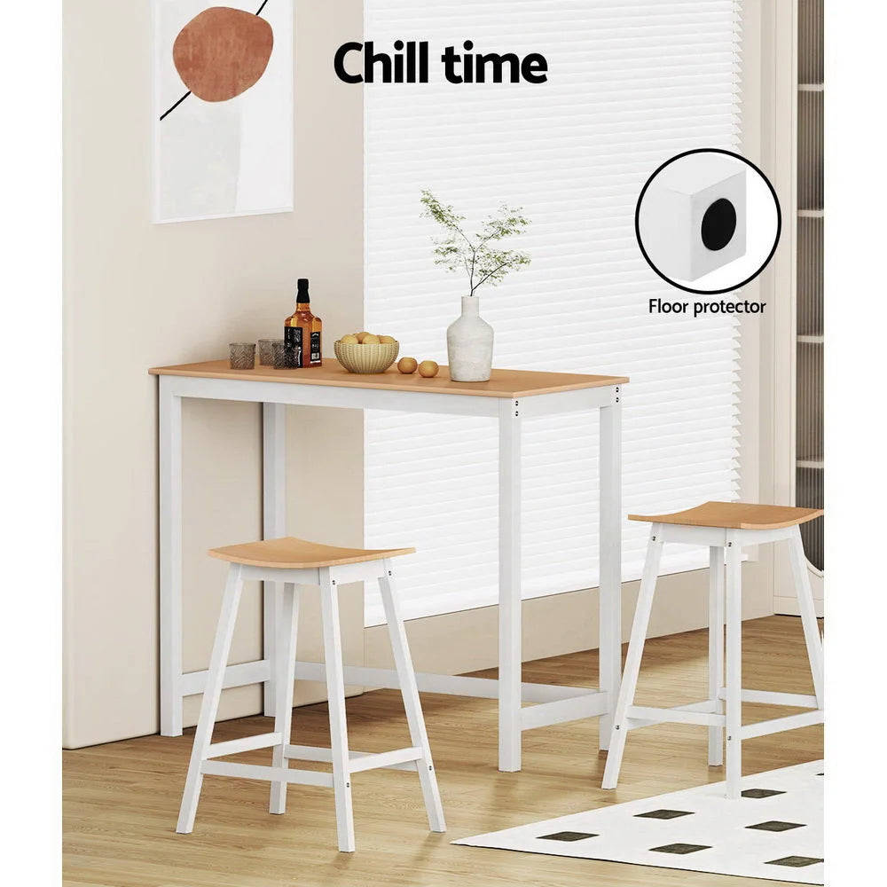 White wood 108cm bar table set with kitchen bar table and chair set