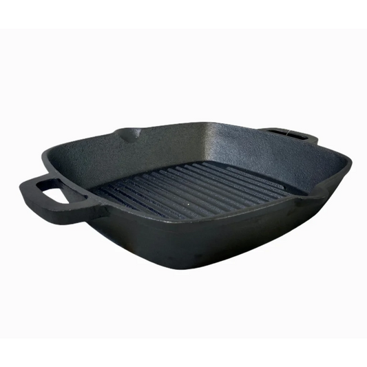 Barbecue Cast Iron Fry Grill Pan 26cm Pre-Seasoned Oven