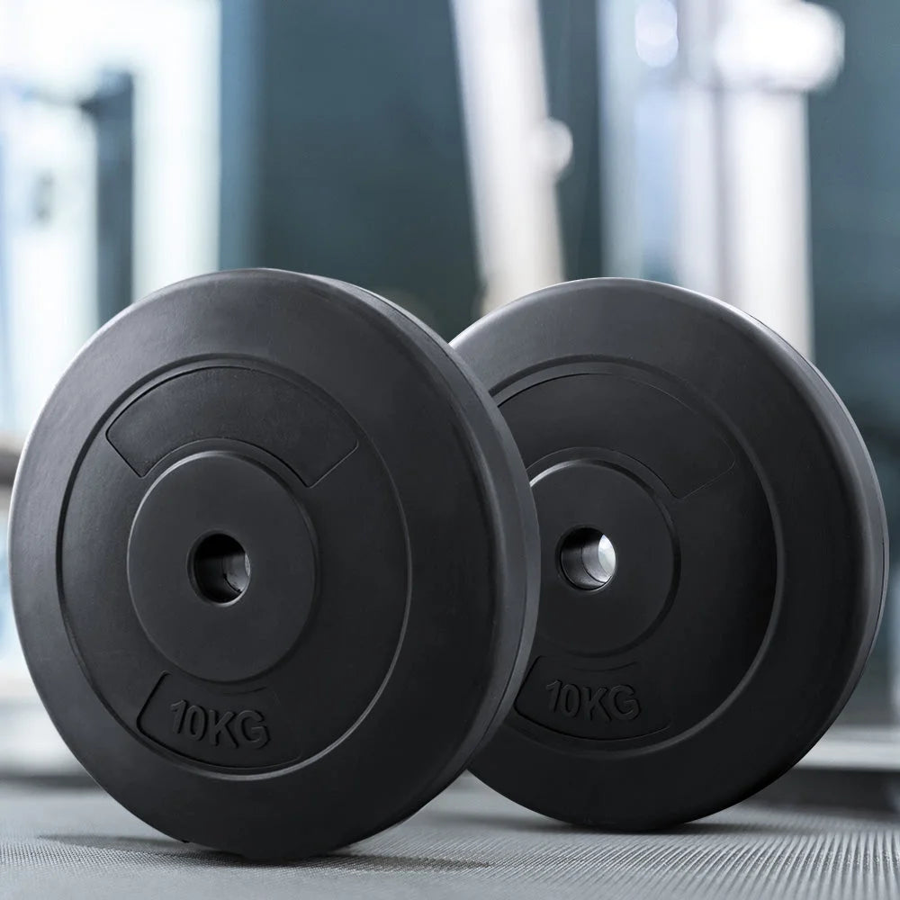 10kg barbell weight plates with colour matched pieces and support fittings