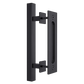 Barn Door Handle Set 12’’ Square Pull and Flush - Black