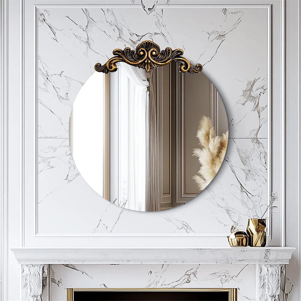 Baroque Antique Round Mirror 70x74.5 cm - Home & Garden >
