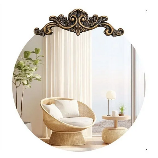Baroque Antique Round Wall Mirror Dcor 60x64.5cm - Home &